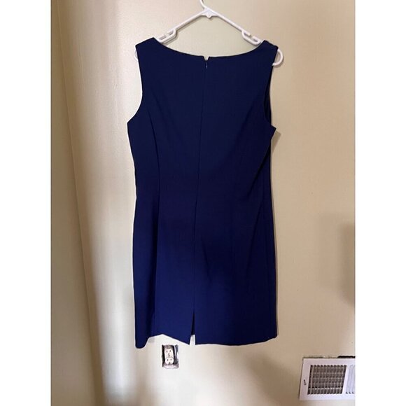 Tahari ASL Navy Blue Sleeveless Sheath Dress Size 14 - Picture 2 of 13
